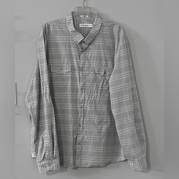 🖤Calvin Klein Men’s Plaid Button-Down Shirt - Grey - Size XXL 🖤 - Picture 4 of 10